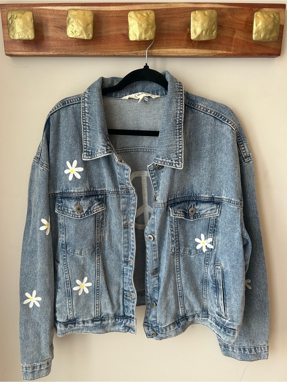 Charlie B Daisy Denim Jacket XXL Boho Hippie Cottagecore Floral Oversized